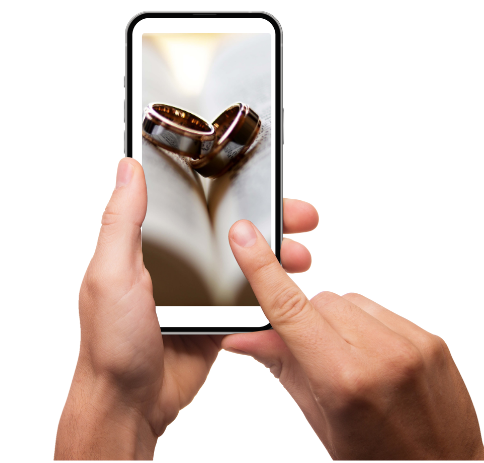 Image of wedding rings on the phone